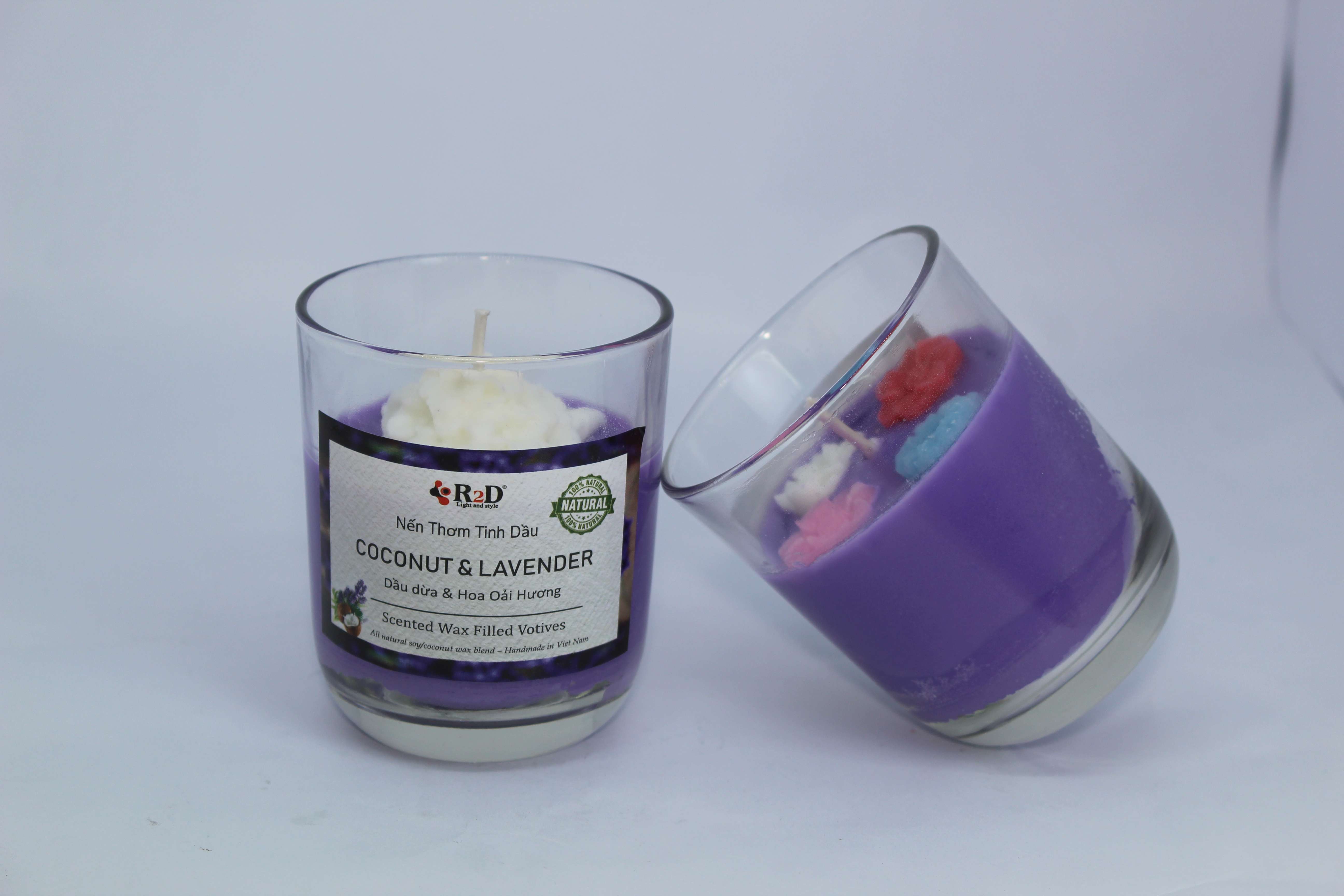 Nến Thơm, Tinh Dầu Coconut-Lavender, Nến Thư Giãn [Ly 300g], Đến Từ Shop R2D, Thành Phần Tự Nhiên, Lành Tính