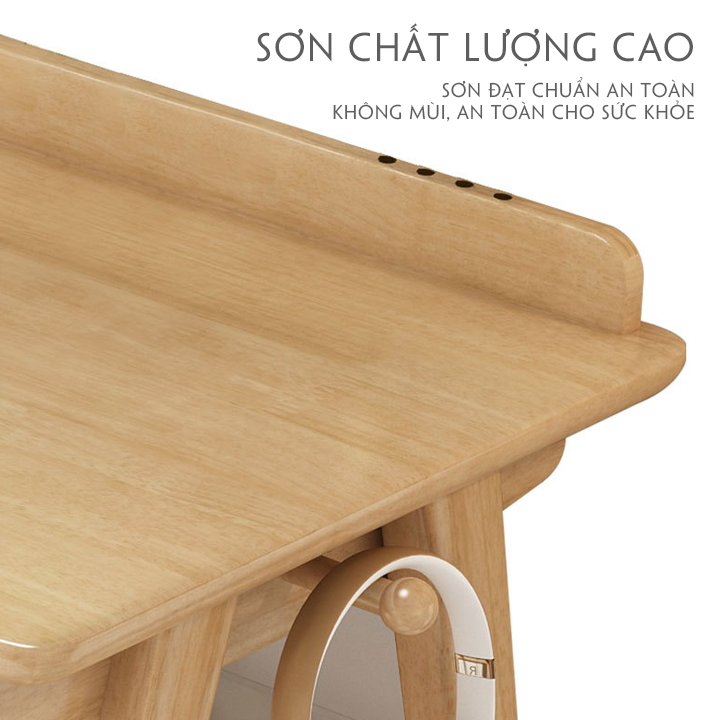 Bàn làm việc gỗ tự nhiên cao cấp , bộ ghế bàn máy tính laptop tại nhà có kệ để sách bên dưới.