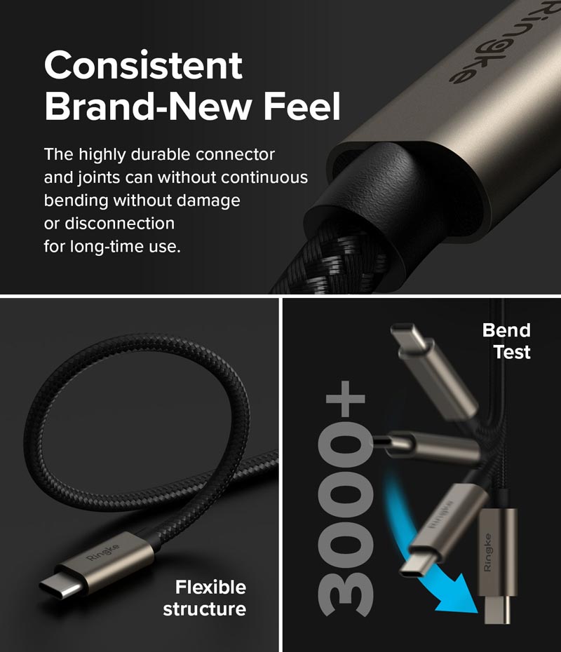 Cáp sạc nhanh cho điện thoại/laptop/tablet RINGKE Fast Charging Basic Cable C-to-C - Hàng Chính Hãng