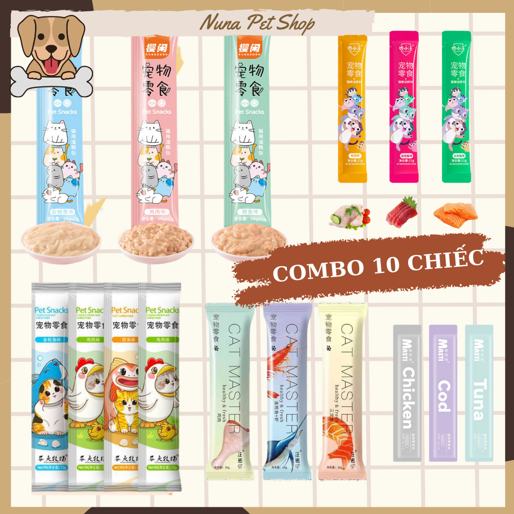 Combo 10 chiếc súp thưởng cho mèo giá rẻ Pet Snacks, Ciao, Shizuka, Cat Food