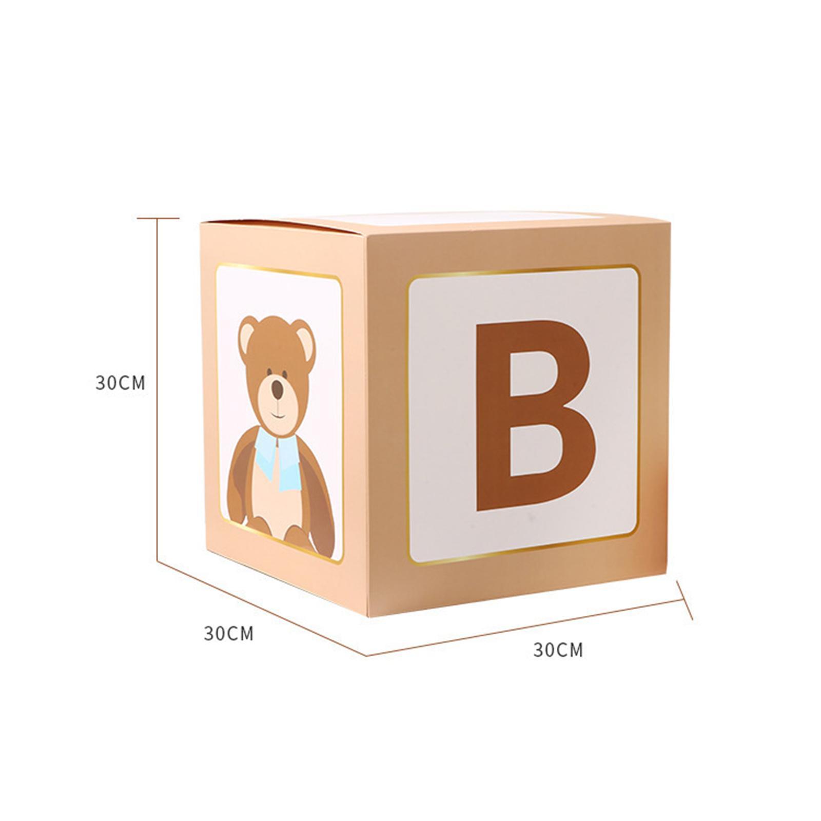 4PCS Baby Shower Decorations for Boy Girl, Baby Box Block Balloons Boxes with Letters, Gender Reveal Decor, Birthday Party Backdrop