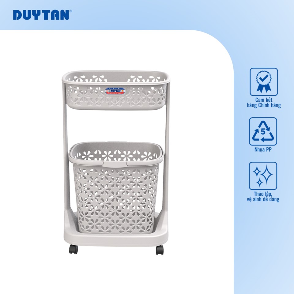 Kệ bông nhựa DUY TÂN 2 tầng có bánh xe  - 14303