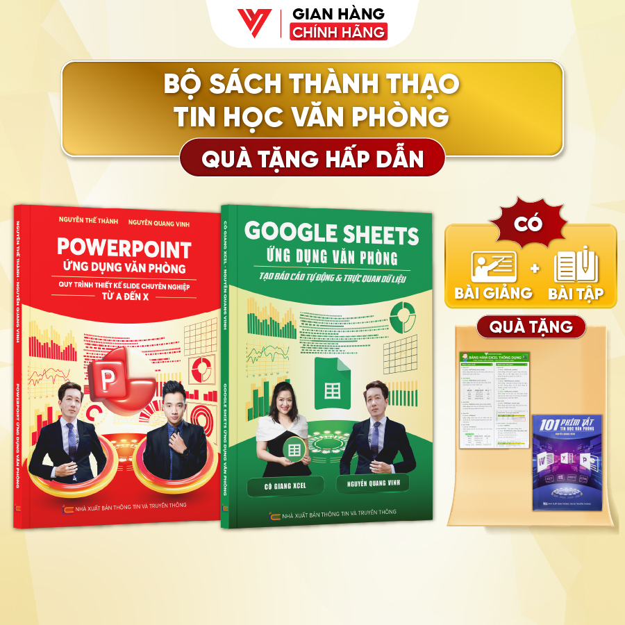 Combo 2 Sách PowerPoint Và Google Sheets Ứng Dụng Văn Phòng Kèm Khoá Học Online