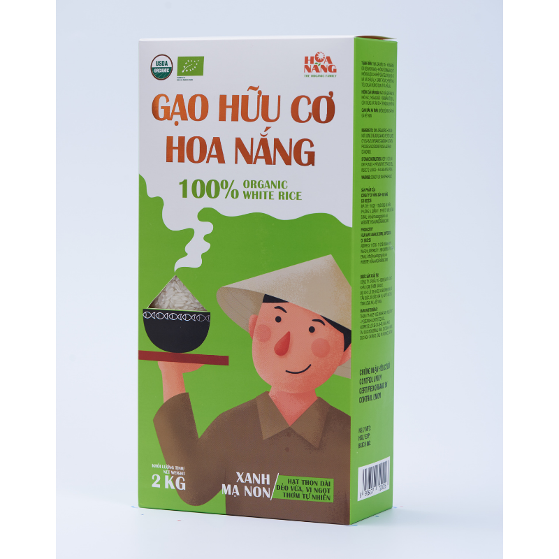 Gạo hữu cơ Hoa Nắng - Xanh Mạ Non Hộp 2 kg