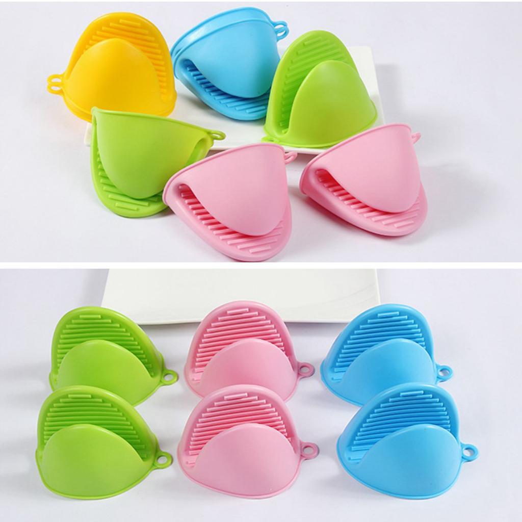 Kitchen Silicone Gloves Heat Resistant Potholders Oven BBQ Baking Hand Clips