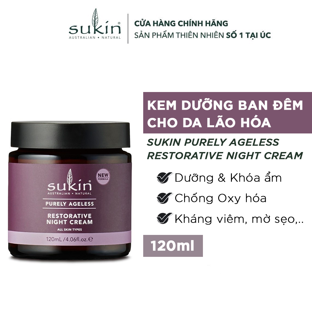 Kem Phục Hồi Da Chống Lão Hóa Ban Đêm Sukin Purely Ageless Restorative Night Cream 120ml