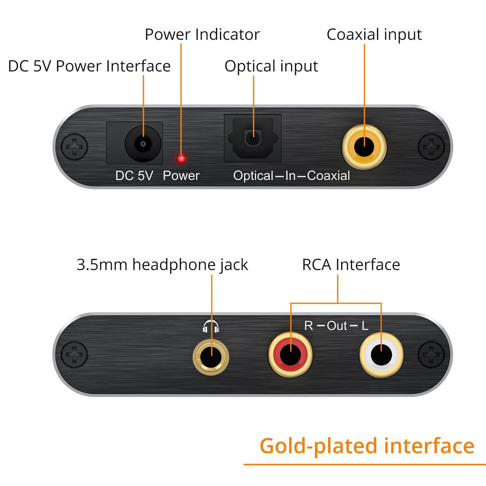 Neoteck DAC Bộ Chuyển Đổi Âm Thanh Kỹ Thuật Số Sang Analog Adapter Quang Học Đồng Trục Toslink Sợi Sang RCA Jack 3.5 Mm DAC Âm Thanh Cho Bộ Khuếch Đại