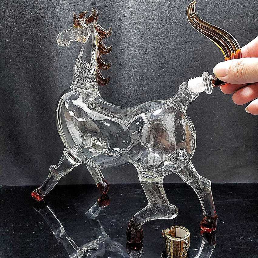 Chai thủy tinh đựng rươu 1 lít cao cấp mẫu Con Ngựa – Vỏ Chai 12 con giáp – Món quà tân gia, sinh nhật, quà biếu lễ tết ý nghĩa