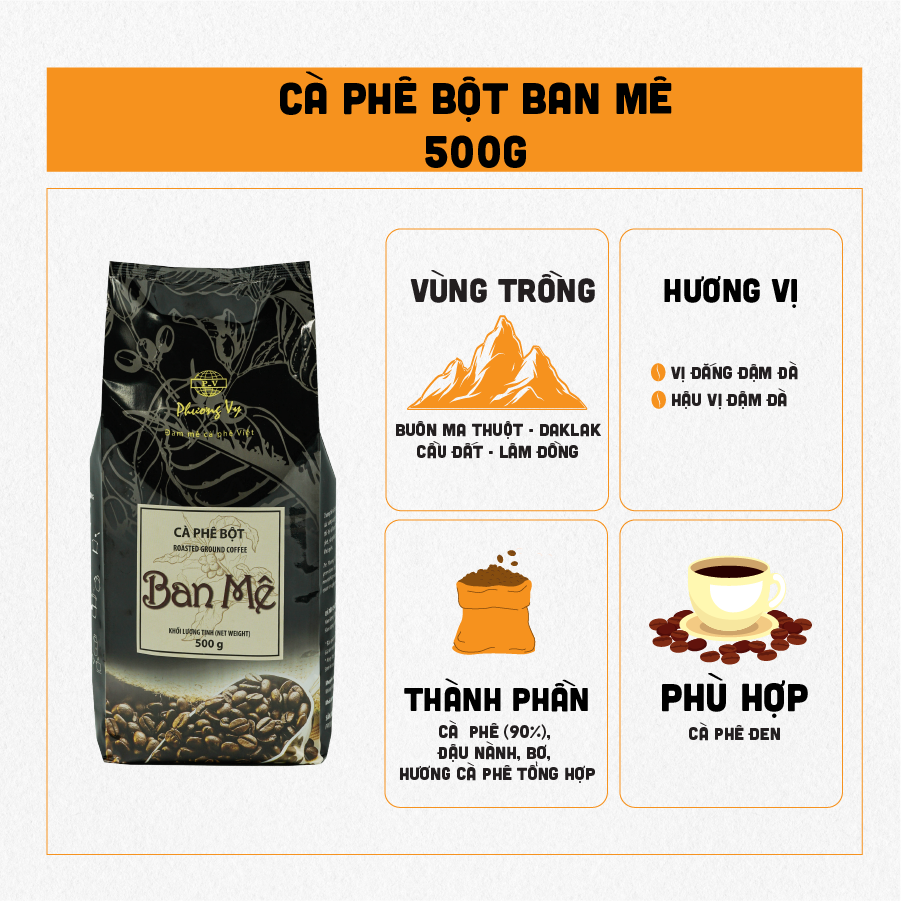 Cà phê bột Ban Mê 500g - Cà phê rang xay - Cà phê pha phin - Phương Vy Coffee (Cà phê)