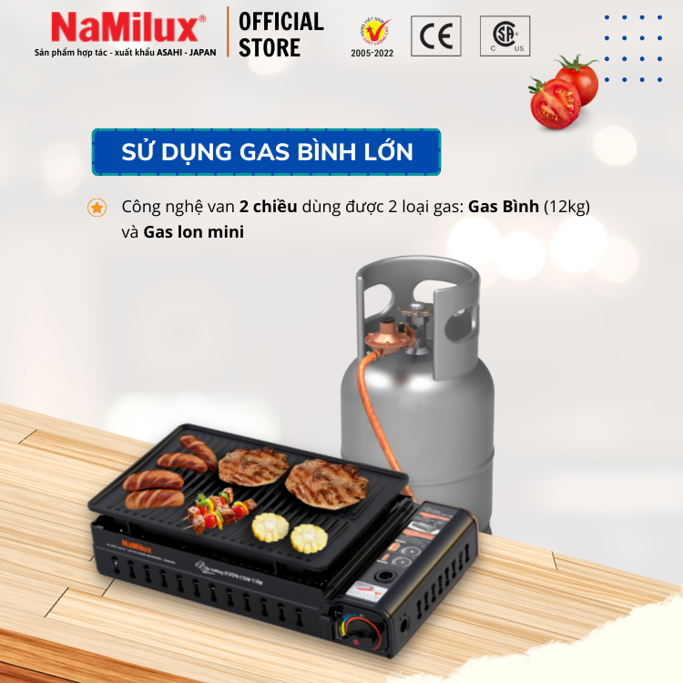 Bếp Nướng Tích Nhiệt NaMilux GM3053PF Size Lớn│BBQ, Camping, Dã Ngoạ│Vỉ Chống Dính Teflon - Whitford│Van An Toàn 2S Double Safety│Hàng Chính Hãng