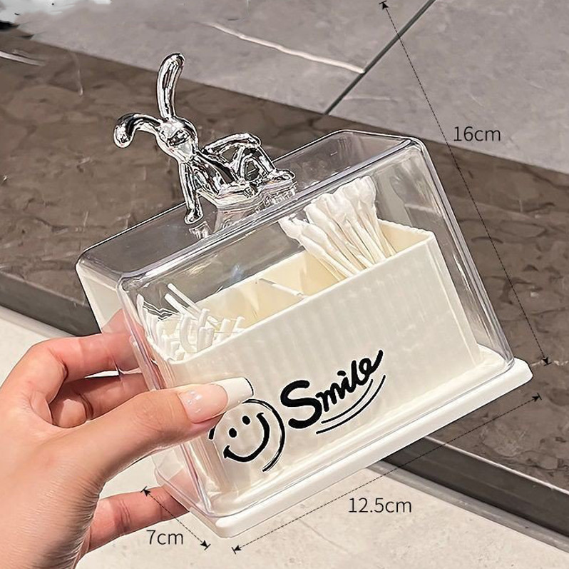 Hộp Đựng Tăm 2 Ngăn Chỉ Nha Khoa, Tăm Tre Hoặc Bông Ngoáy Tai Kt: 16x12.5x7cm