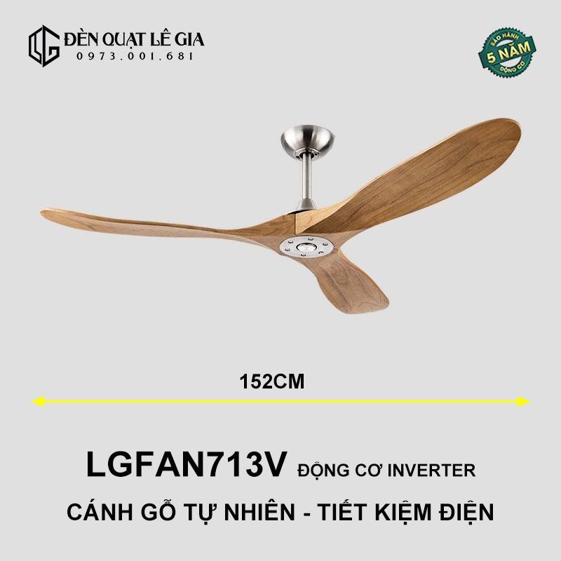 Quạt Trần Phong Cách Indochine LGFAN713G - Gỗ Óc Chó | Quạt Trần Đẹp