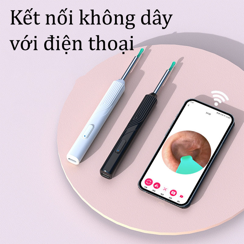 Dụng Cụ Lấy Ráy Tai Cho Bé Có Camera Hình Ảnh Sắc Nét Điều Khiển Qua App 3 Loại Đầu Lấy Đa Năng Đèn LED Siêu Sáng Chống Nước Cây Lấy Ráy Tai Vệ Sinh Sạch Lỗ Tai Giảm Thủng Màng Nhĩ Pin Siêu Trâu Tặng Kèm Bộ Lấy Ráy Tai 8 Món - ML057