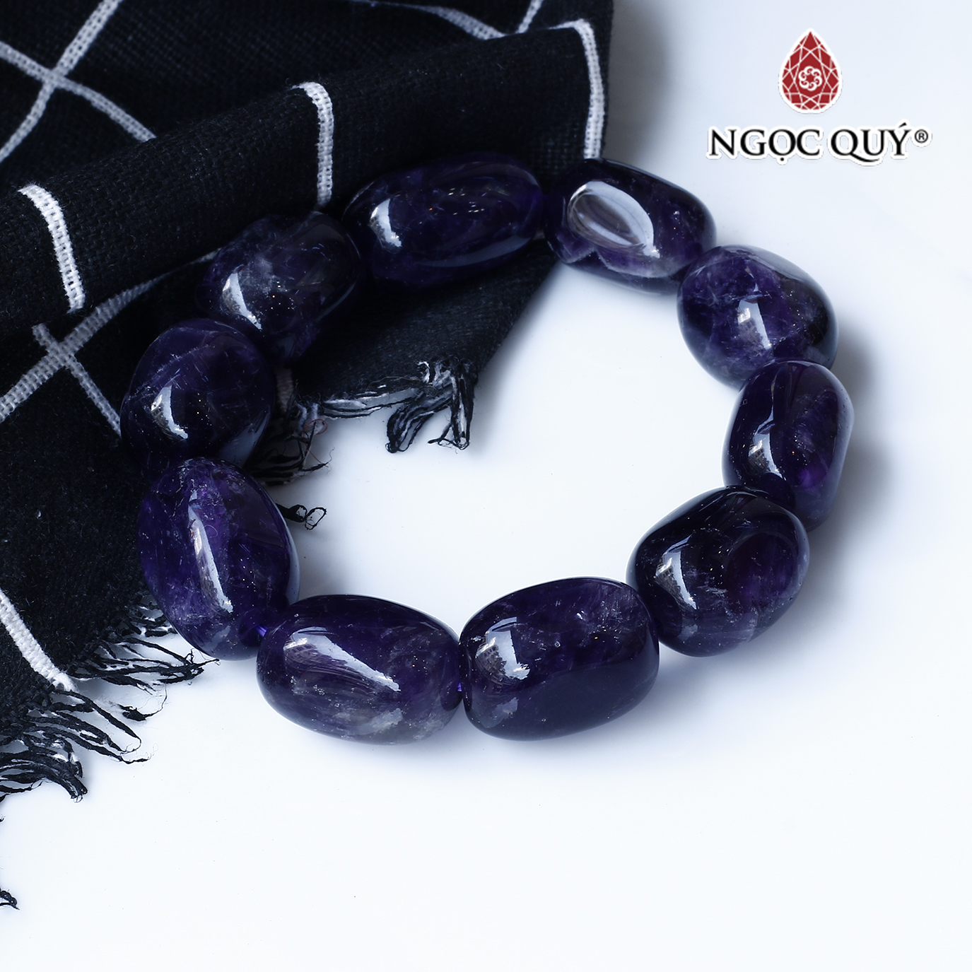 Vòng tay đá thạch anh tím amethyst thô mệnh hỏa, thổ - Ngọc Quý Gemstones