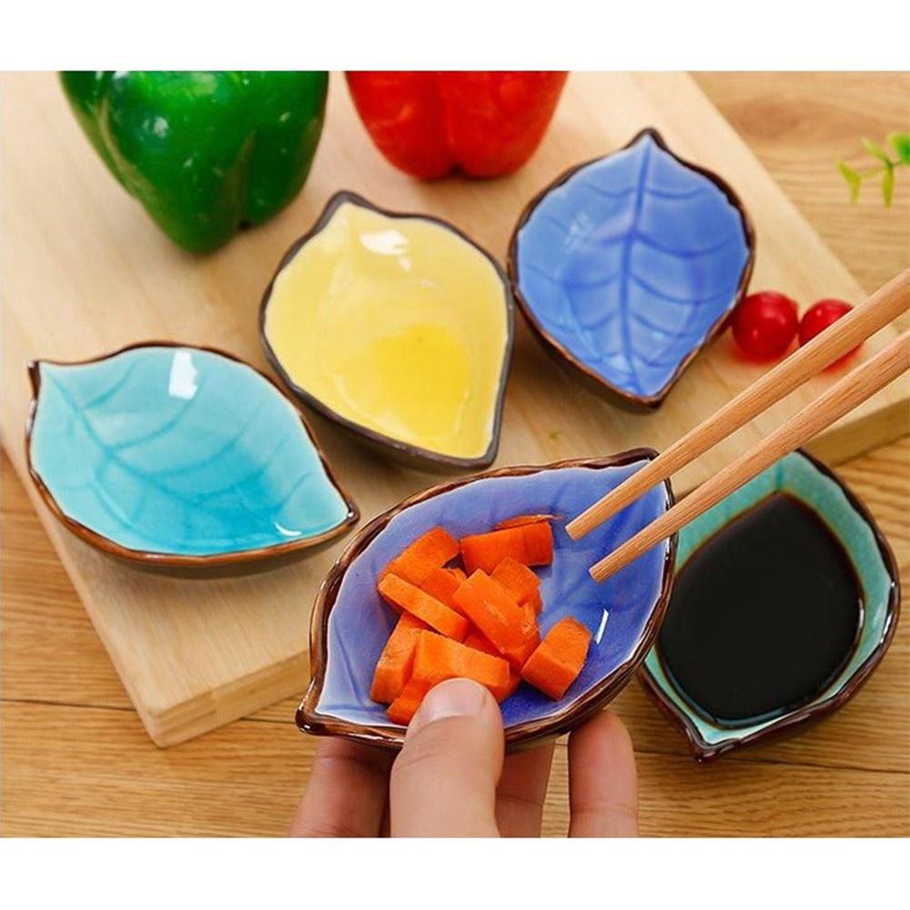 Đĩa Khay Đựng Gia Vị Hình Lá Sứ - Chén Bát Nhỏ Đựng Nước Mắm, Đồ Chấm