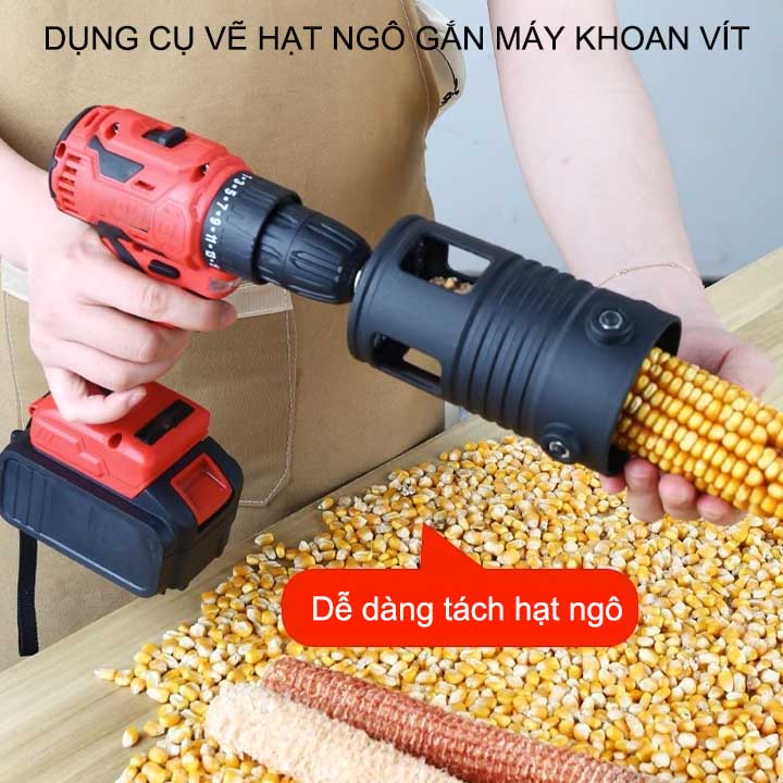 Dụng cụ tách hạt ngô thông minh gắn máy khoan vít