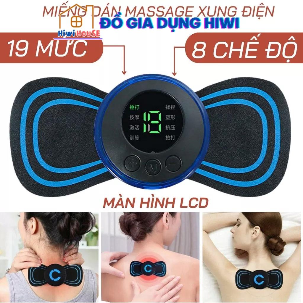 Miếng Dán Massage Xung Điện EMS Cao Cấp, Máy Massage Mini Toàn Thân Màn Hình LED 8 Chế Độ -19 Cường Độ Giảm Đau Hiệu Quả