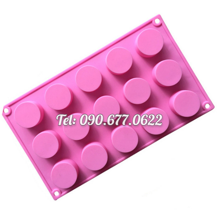 Khuôn silicone làm rau câu, bánh pudding, mousse 15 hình trụ tròn - Mã số 1016