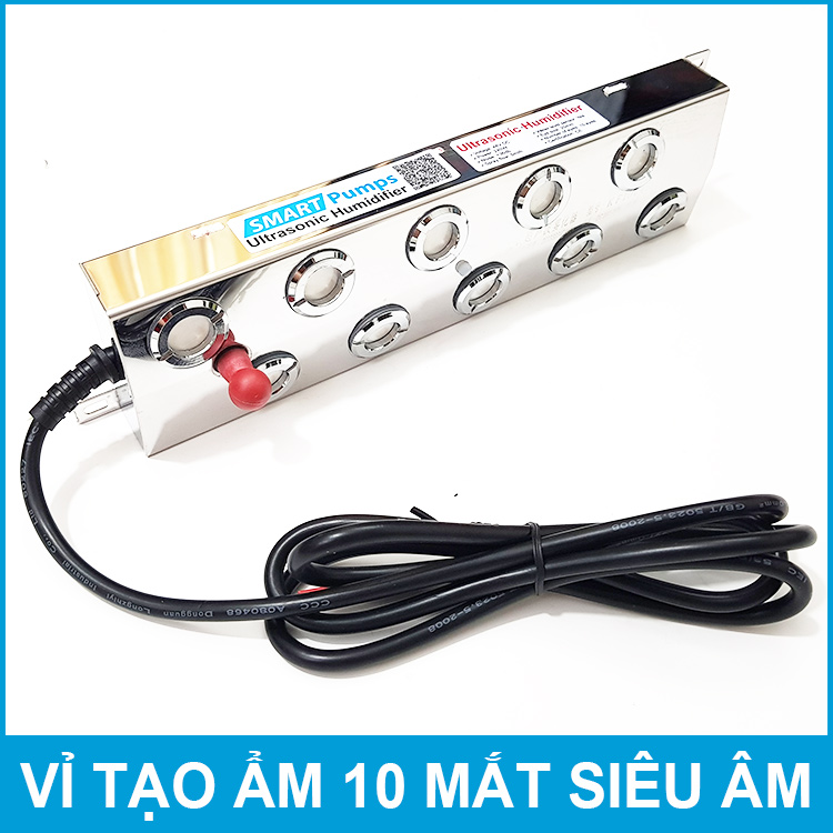 Vỉ tạo ẩm 10 mắt bằng sóng siêu âm 48V 240W Smartpumps kèm nguồn điện chính hãng