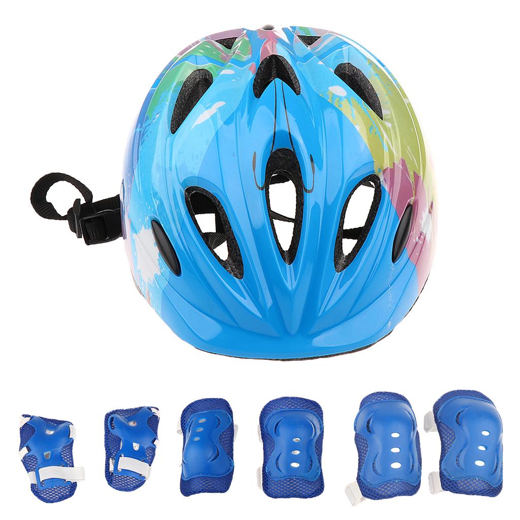 7 Pieces Kid Child Roller Skating Bike Helmet Knee Wrist Guard Elbow Pad Set