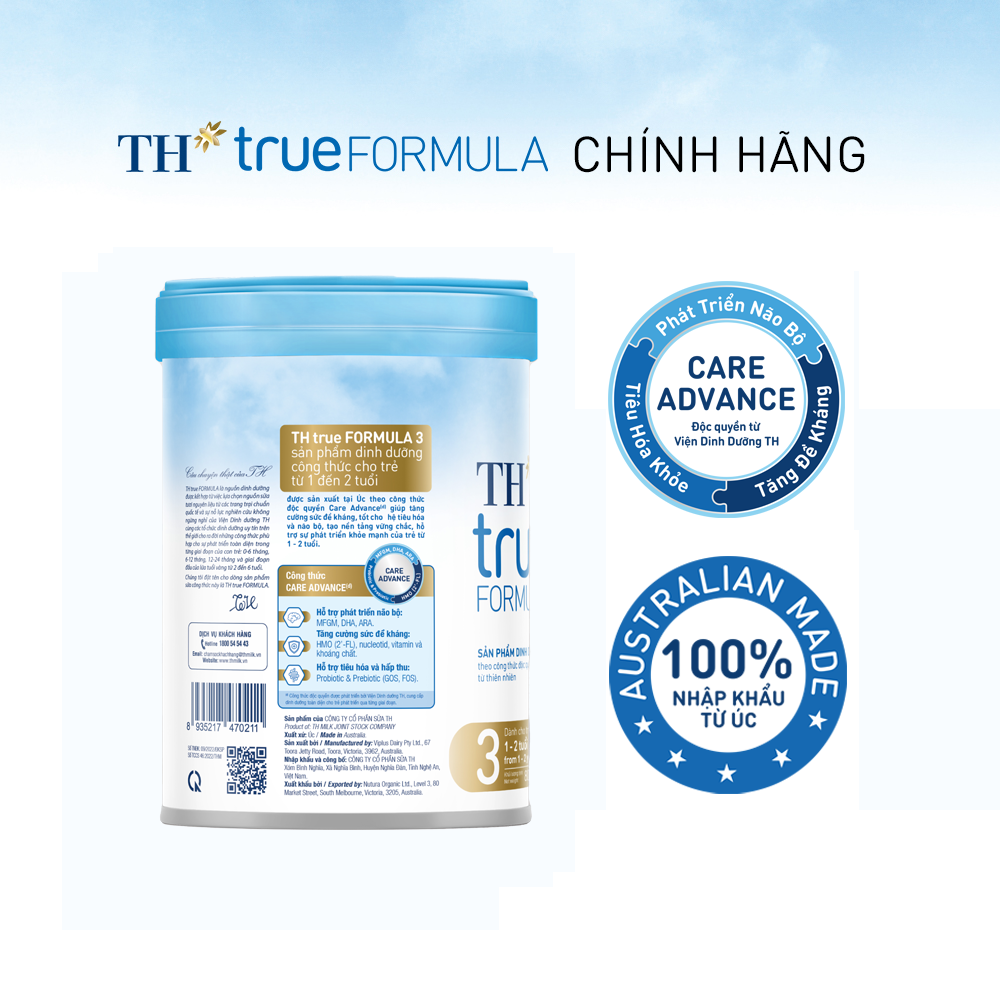 Thùng 6 hộp sản phẩm dinh dưỡng công thức cho trẻ từ 1 đến 2 tuổi TH True Formula 3 800g (800g x 6)