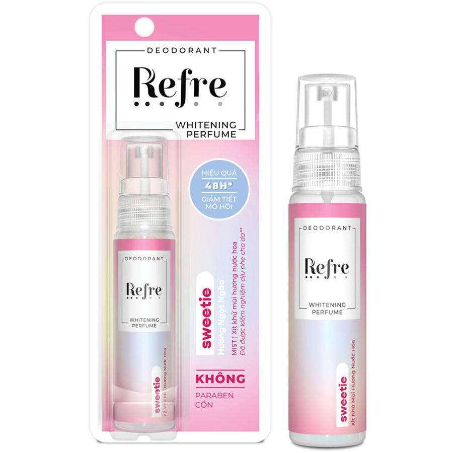 Xịt Khử Mùi Dưỡng Trắng Hương Nước Hoa Refre Whitening Sweetie Hương Ngọt Ngào (30ml)