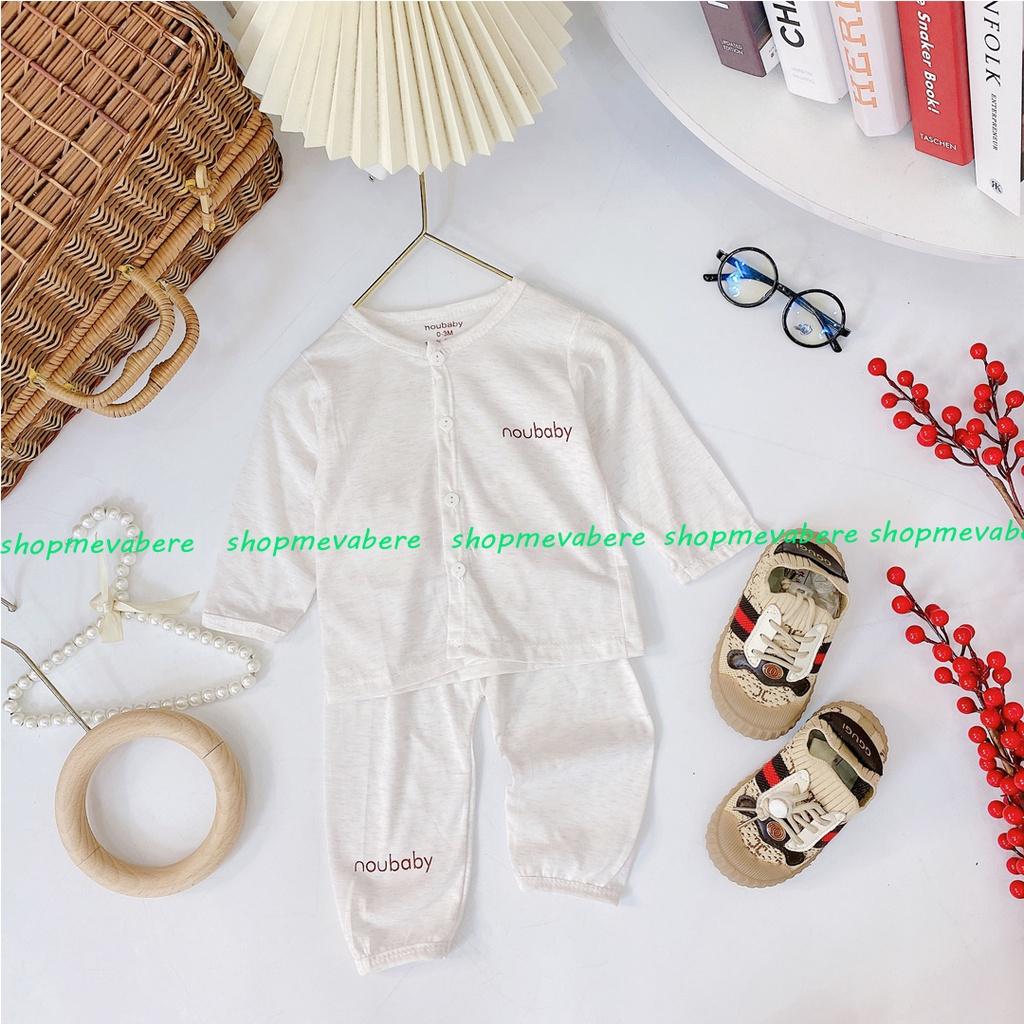 Bộ dài tay cotton NouBaby cài cúc giữa cho bé trai bé gái sơ sinh 3-13kg - BO32