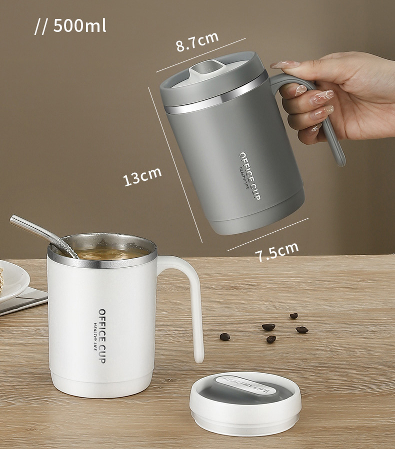 Ly inox 304 OFFICE CUP kèm ống hút