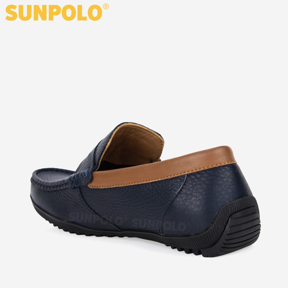 Giày Lười Nam Da Bò SUNPOLO MU2588 (Xanh Navy)