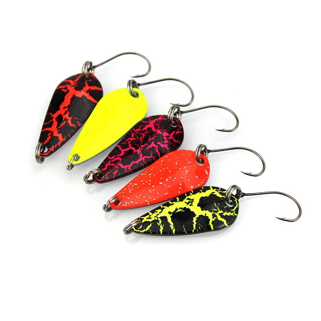 5Pcs Fishing Lures Set Copper Spoon Sequins Metal Lures Hard Baits Crankbait with Single Hook