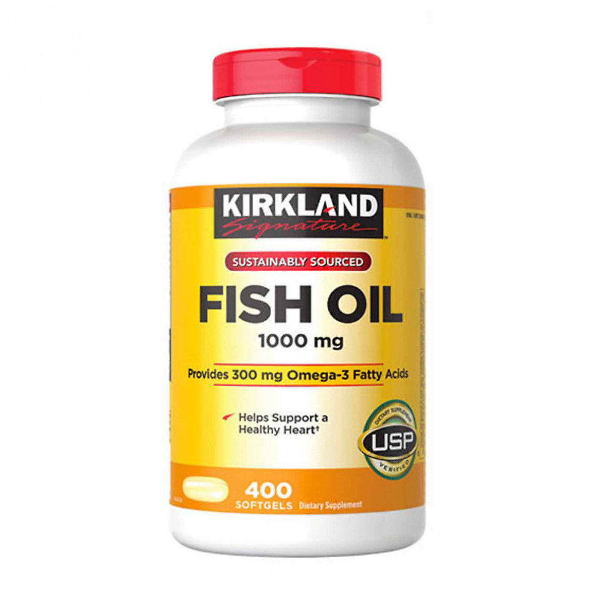 Thực phẩm bảo vệ sức khỏe Viên dầu cá Kirkland Signature Fish Oil 1000mg từ Mỹ, bổ sung Omega-3, DHA và EPA - 400 Viên