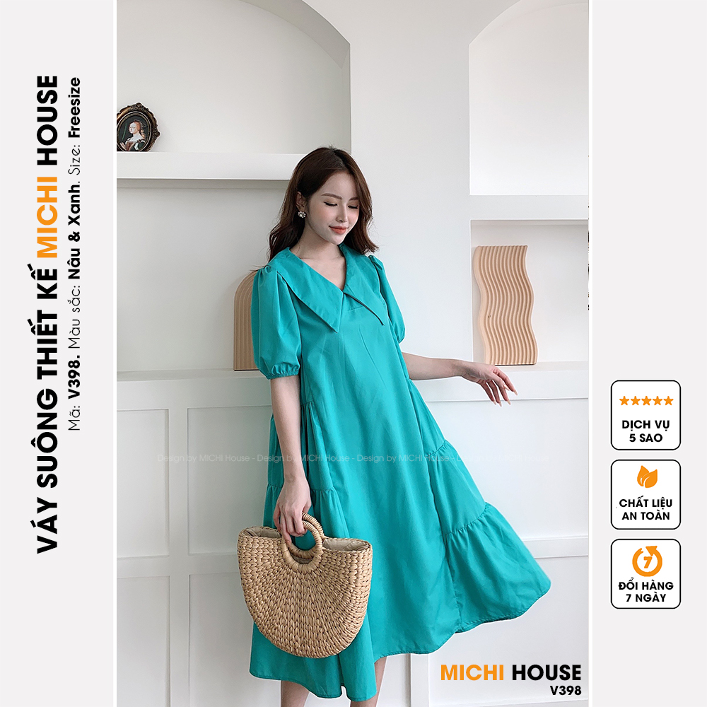 Đầm Suông MICHI House - V398 Váy Xuông Rộng Có Cổ Freesize Chất Thô Mát Có Thể Mặc Bầu