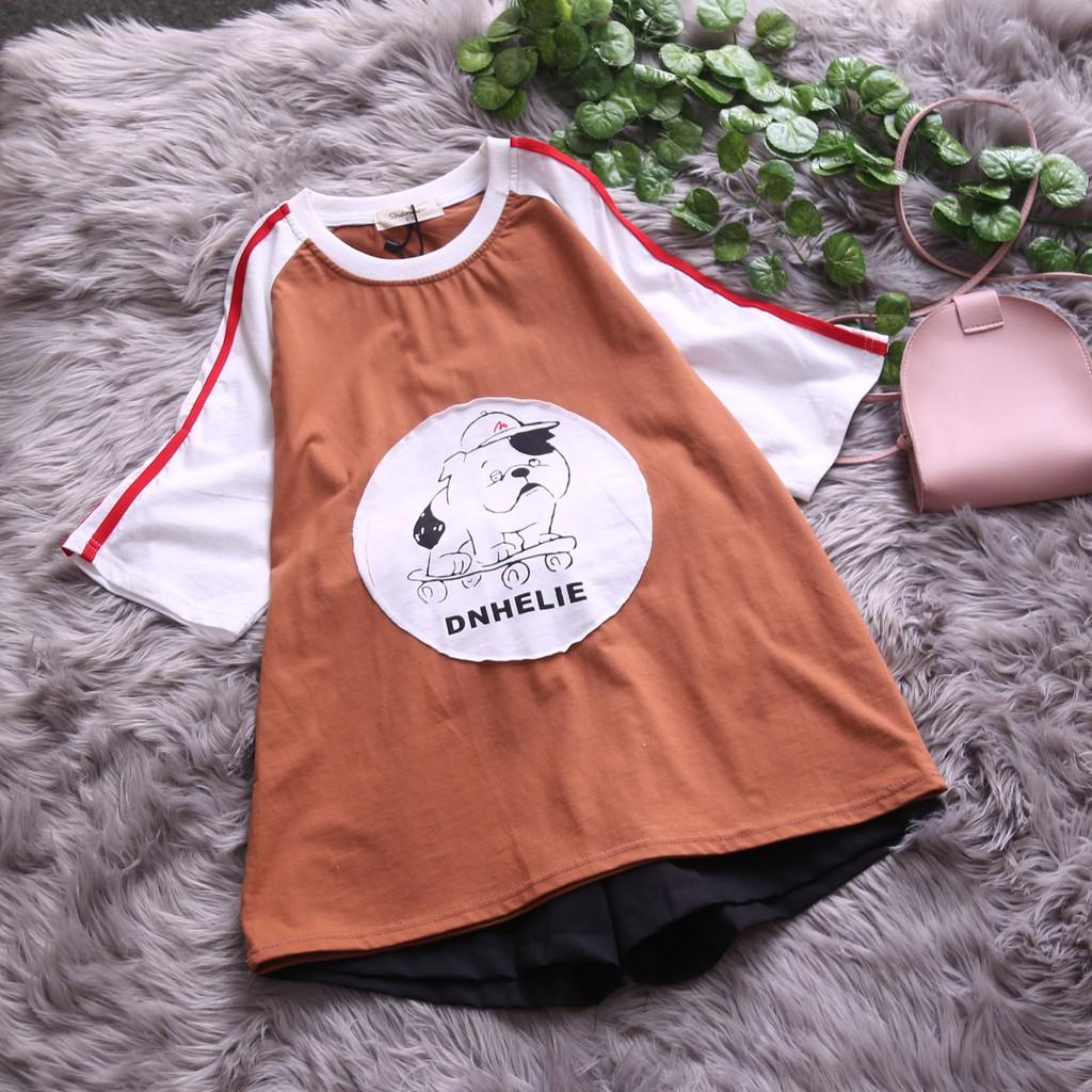 ÁO PHÔNG HỌA TIẾT HOẠT HÌNH PHỐI TAY MÀU