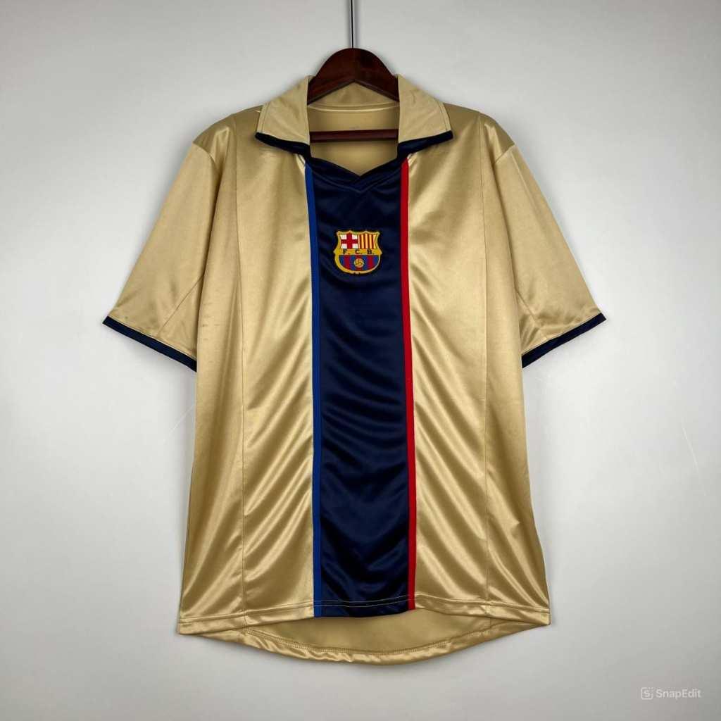 Áo Bóng Đá Retro Barcelona 2002 - Sân Khách bản cao cấp vải Cotton Polyester