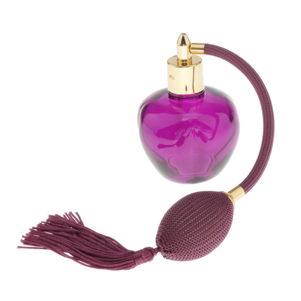 Refillable Empty Glass Perfume Bottle Black Bulb Tassel Spray Atomizer 100ml