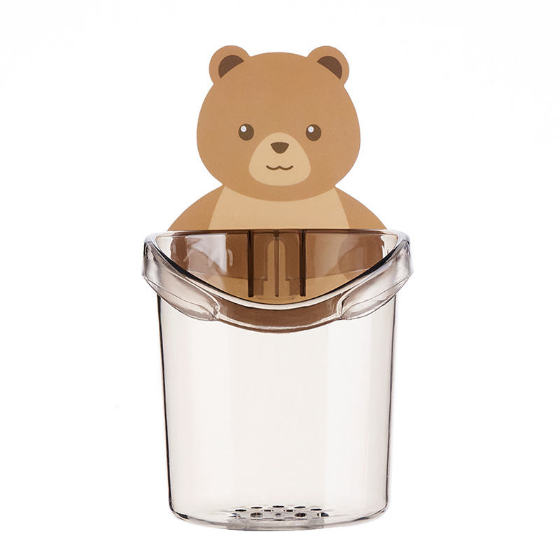 Ly Cốc Gấu Dán Tường Đựng Bàn Chải, Kem Đánh Răng, Đồ Dùng Cá Nhân Văn Phòng Siêu Chắc Có Lỗ Thoát Nước Tiện Lợi