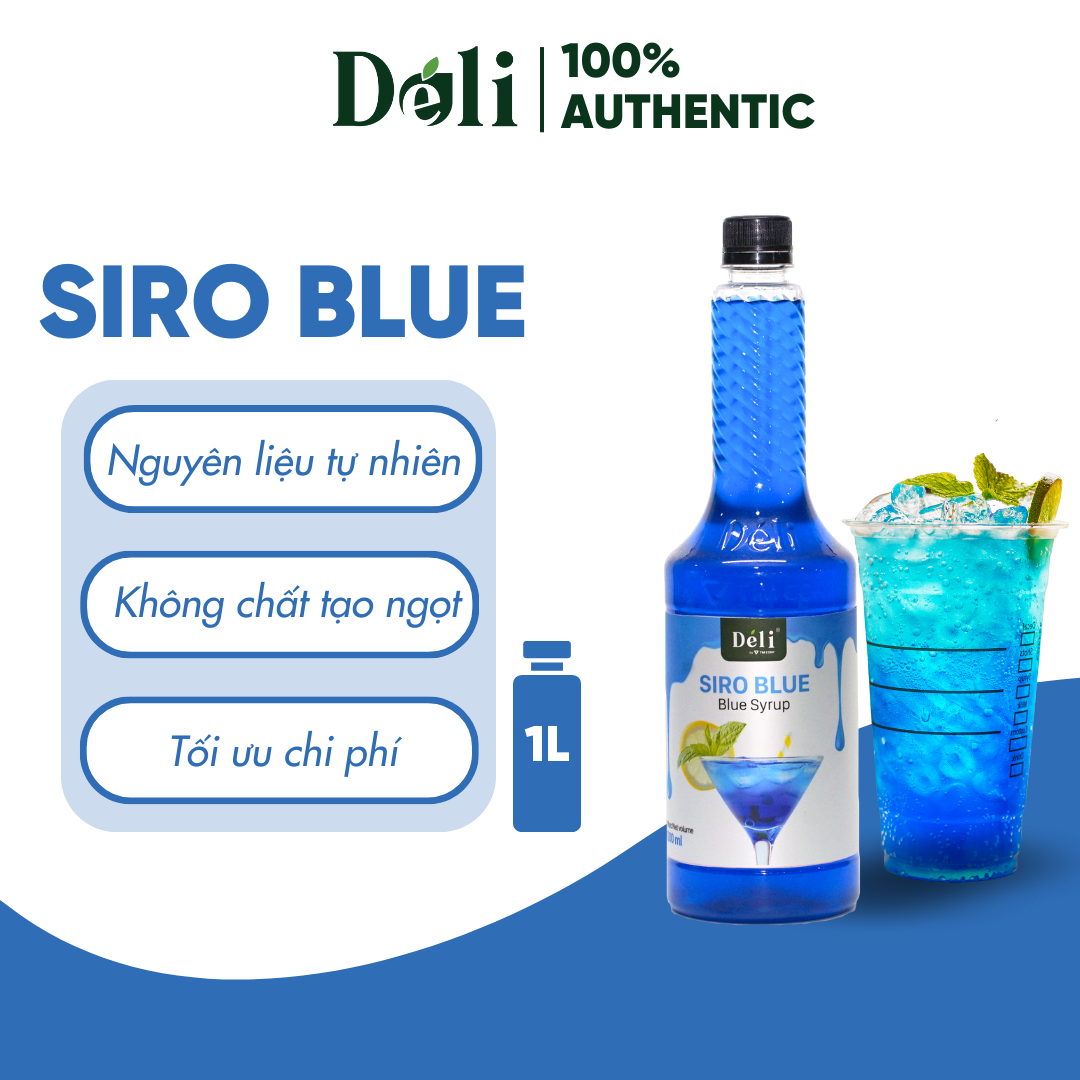 Siro blue Déli - 1 lít - đậm đặc, chuyên dùng pha chế trà trái cây, soda