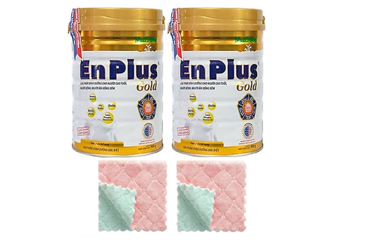 Combo 04 hộp Sữa bột  Enplus Gold 900 Gr của hãng nutifood : sữa bổ sung dinh dưỡng hàng ngày cho người trưởng thành, đặc biệt cho người bệnh, người vừa ốm dậy cần bồi bổ sức khỏe-Tặng ngay combo 02 khăn đa năng