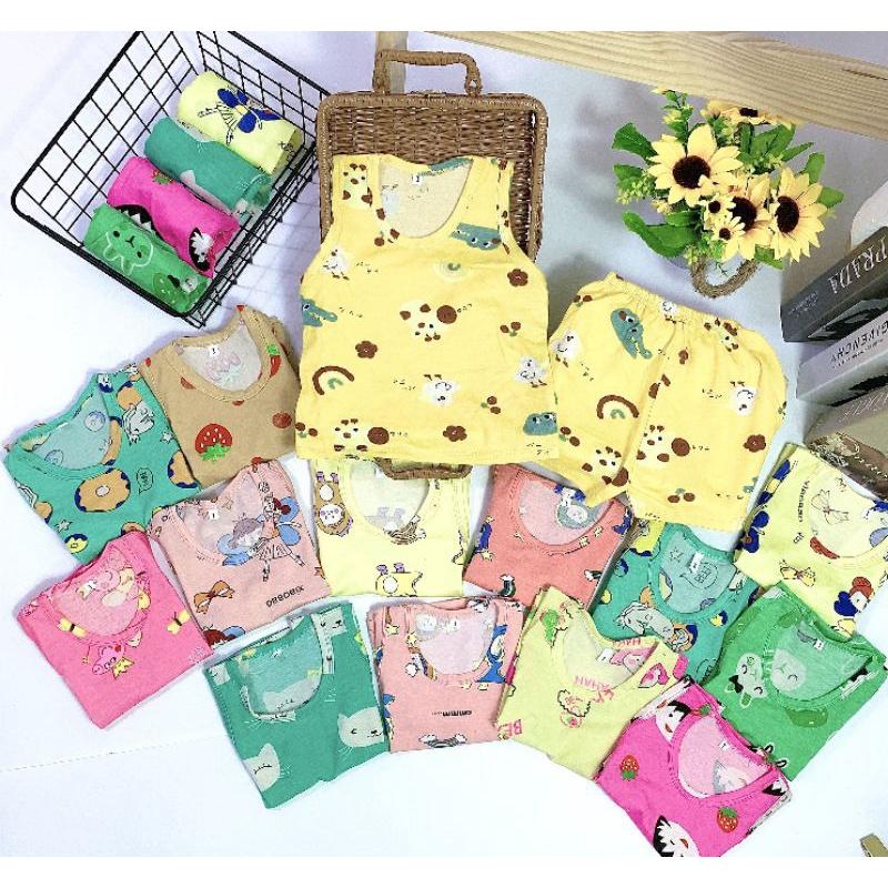Bộ ba lỗ bé gái chất cotton co giãn 4c