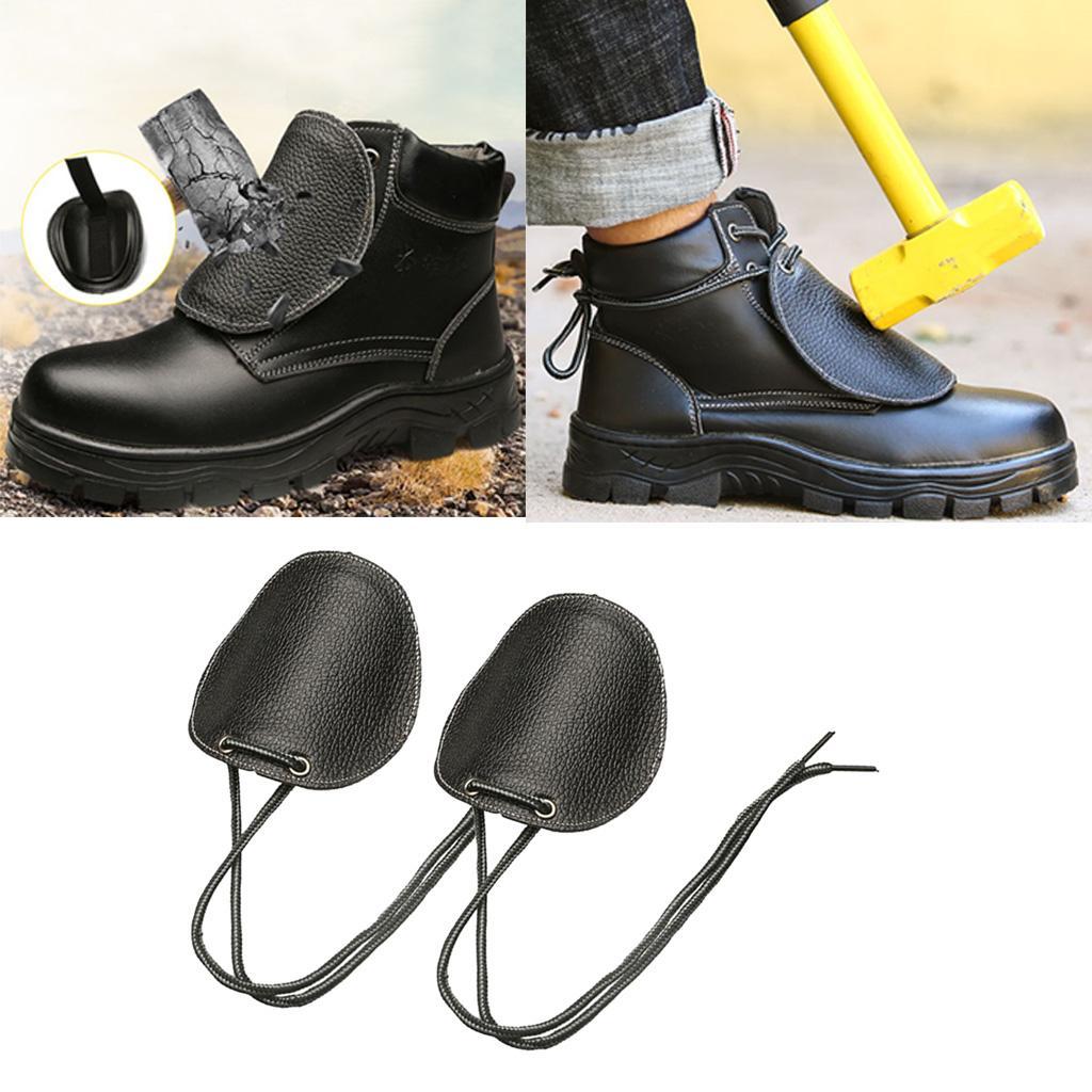 2 Pairs Of Work Shoes Steel Toe PU Leather Overshoe For Construction Worker Factory Worker, Black