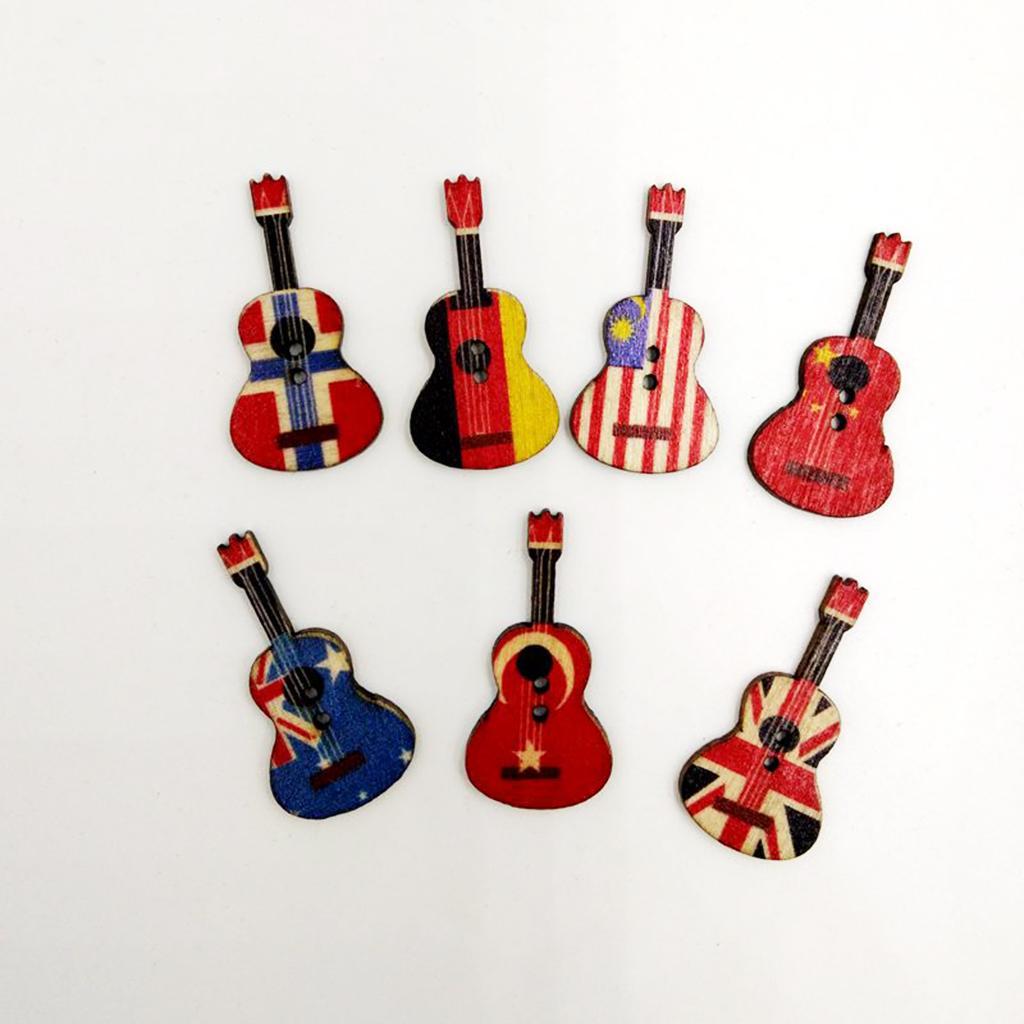 3-10pack 100 Pieces Mixed Wood Guitar Button Vintage 2 Hole Painting for Sewing
