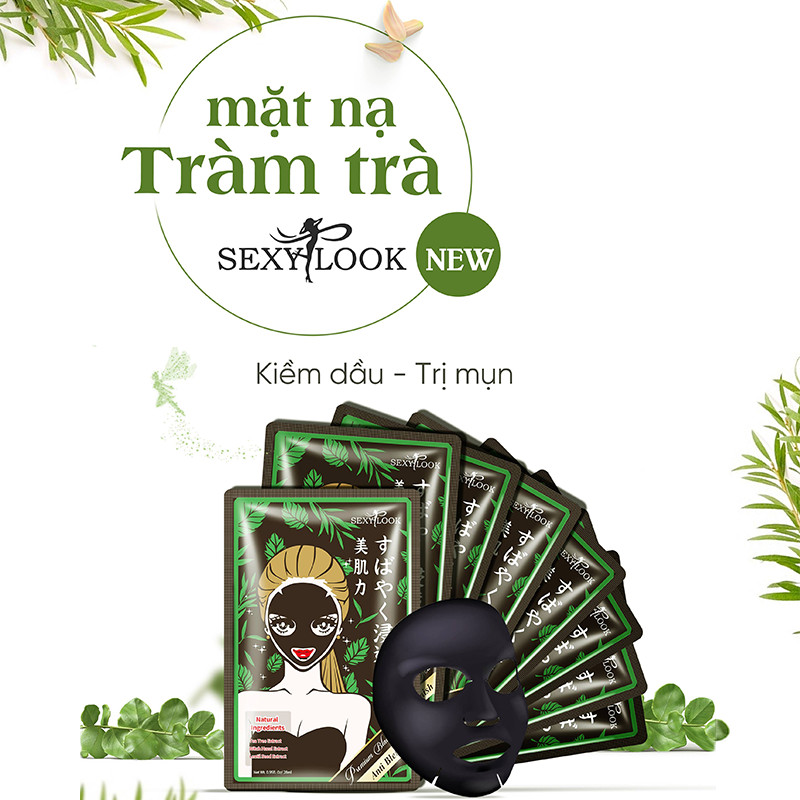 Combo 8 Miếng Mặt Nạ Tràm Trà Kiểm Soát Dầu Và Mụn SEXYLOOK Tea Tree Anti Blemish Black Facial Mask