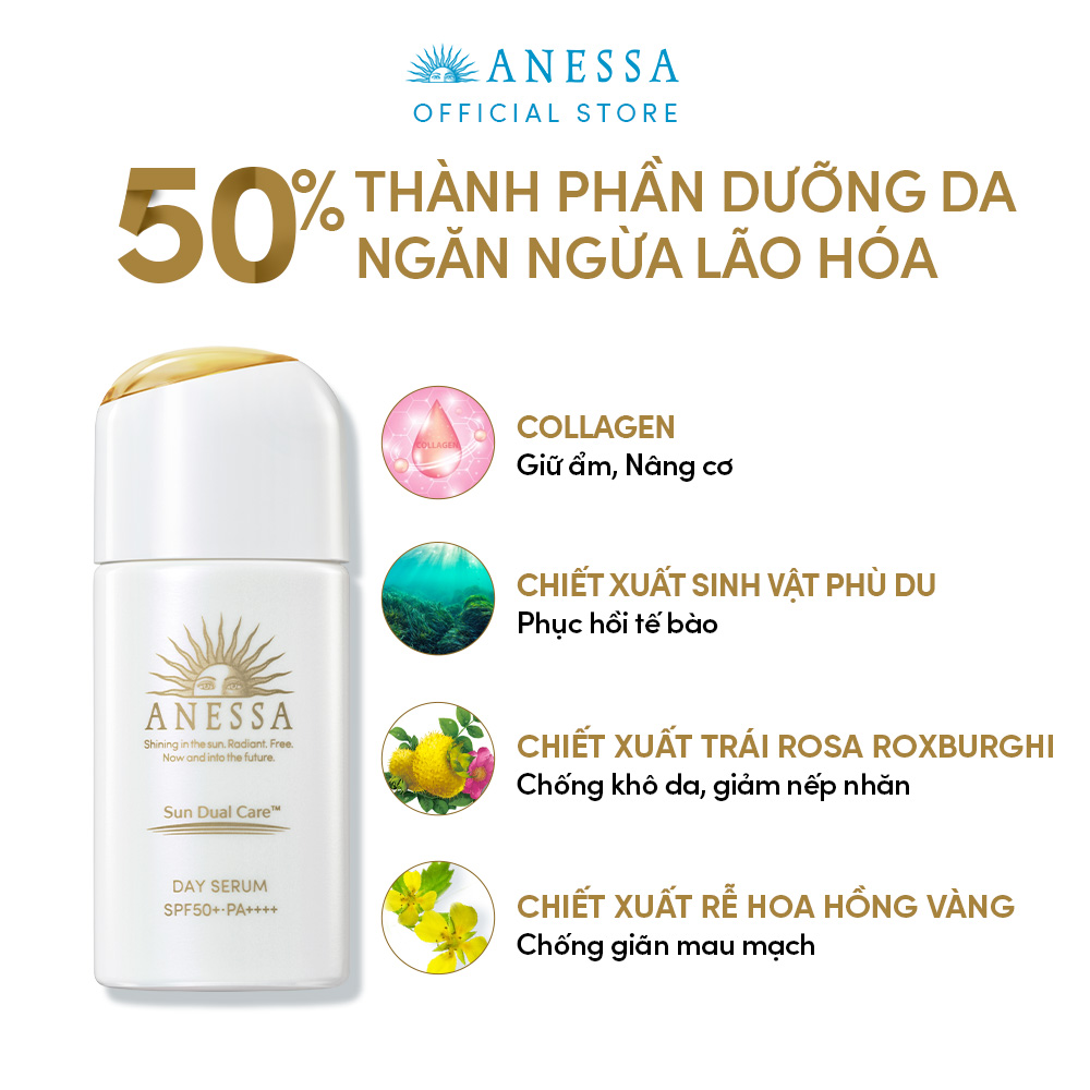 Bộ đôi Kem chống nắng dạng sữa dưỡng da kiềm dầu bảo vệ hoàn hảo + Serum chống nắng dưỡng da nâng tông (Anessa Gold Milk 60ml + Day Serum 30ml)