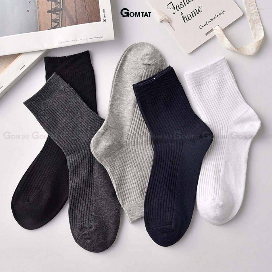 Tất cổ cao nam nữ trơn màu chất liệu cotton cao cấp, vớ cao cổ unisex hút ẩm thoáng khí, êm chân -CAOTRON-FIVE-2001-1DOI