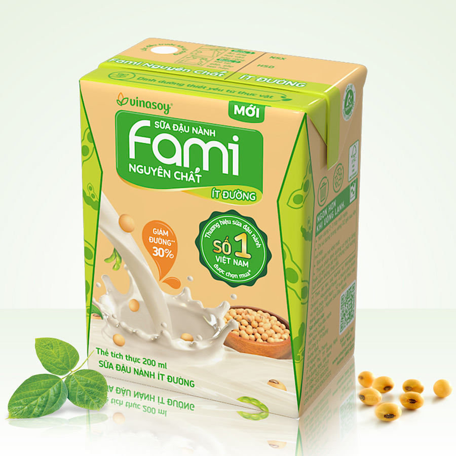 Thùng Sữa đậu nành Fami Nguyên Chất ít đường
