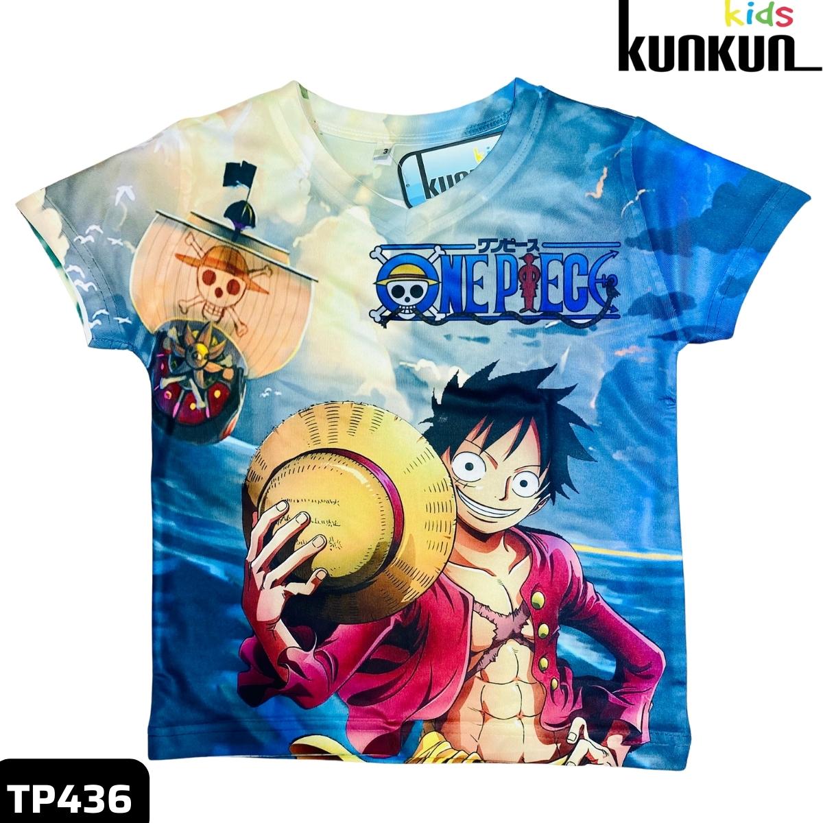 Đồ Bộ Thun Lạnh Có Tay In 3D cho bé trai hình One Piece