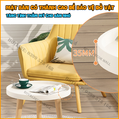 Bàn trà sofa tròn, bàn tròn cafe, decor chân gỗ sồi tự nhiên, bàn trả nhỏ gấp gọn-RoyaldecorHN