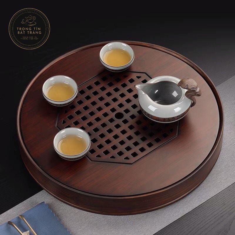 Khay Trà Tre Cao Cấp Tròn Lớn Kích Thước 38*5* KT 20.3