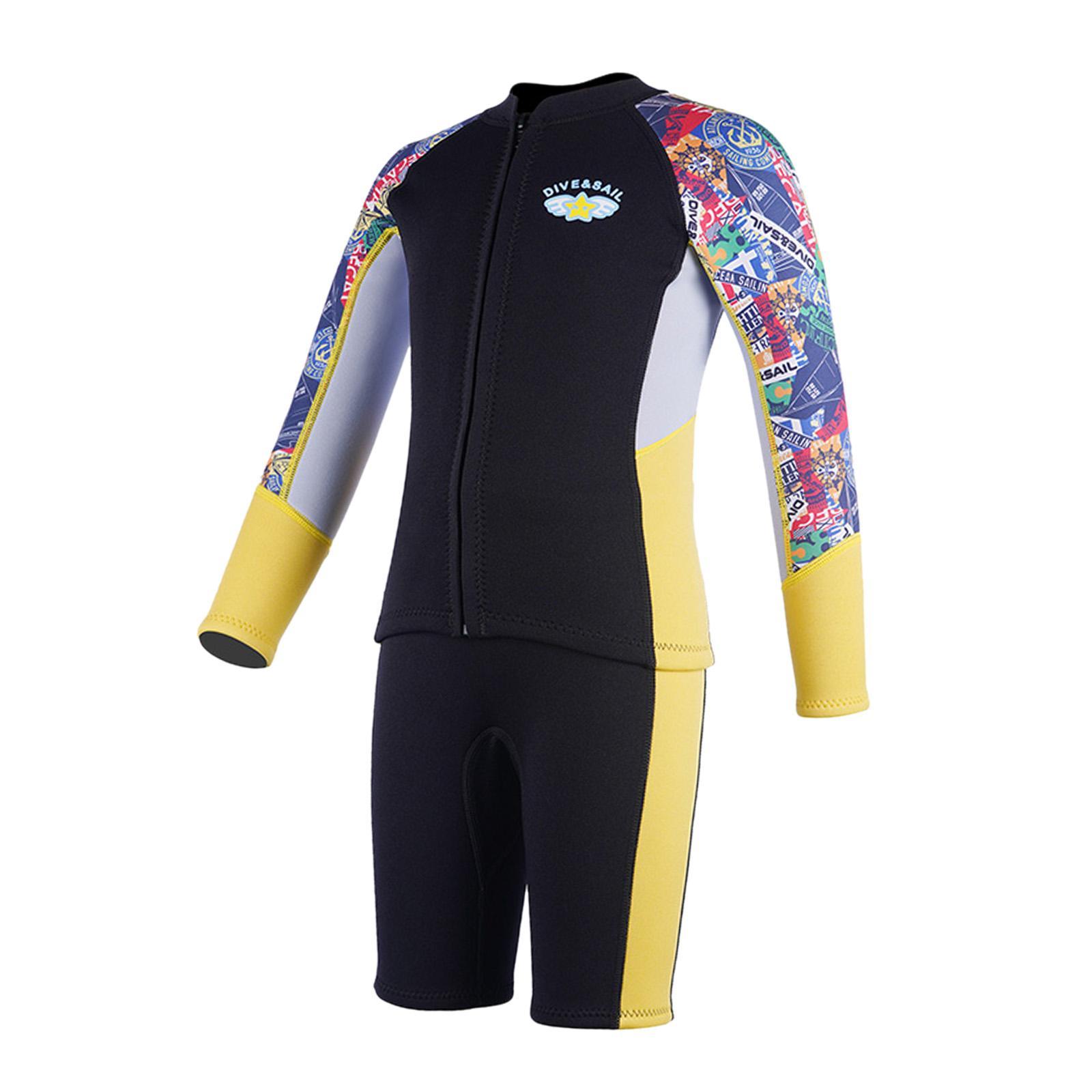Split Wetsuit Kids Long Sleeve Wet Suit for Water Sports Canoeing Snorkeling