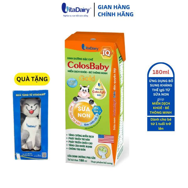 SBPS ColosBaby IQ Gold giúp bé phát triển trí não, miễn dịch khỏe, phát triển toàn diện/ thùng 48 hộp 180ml - VitaDairy